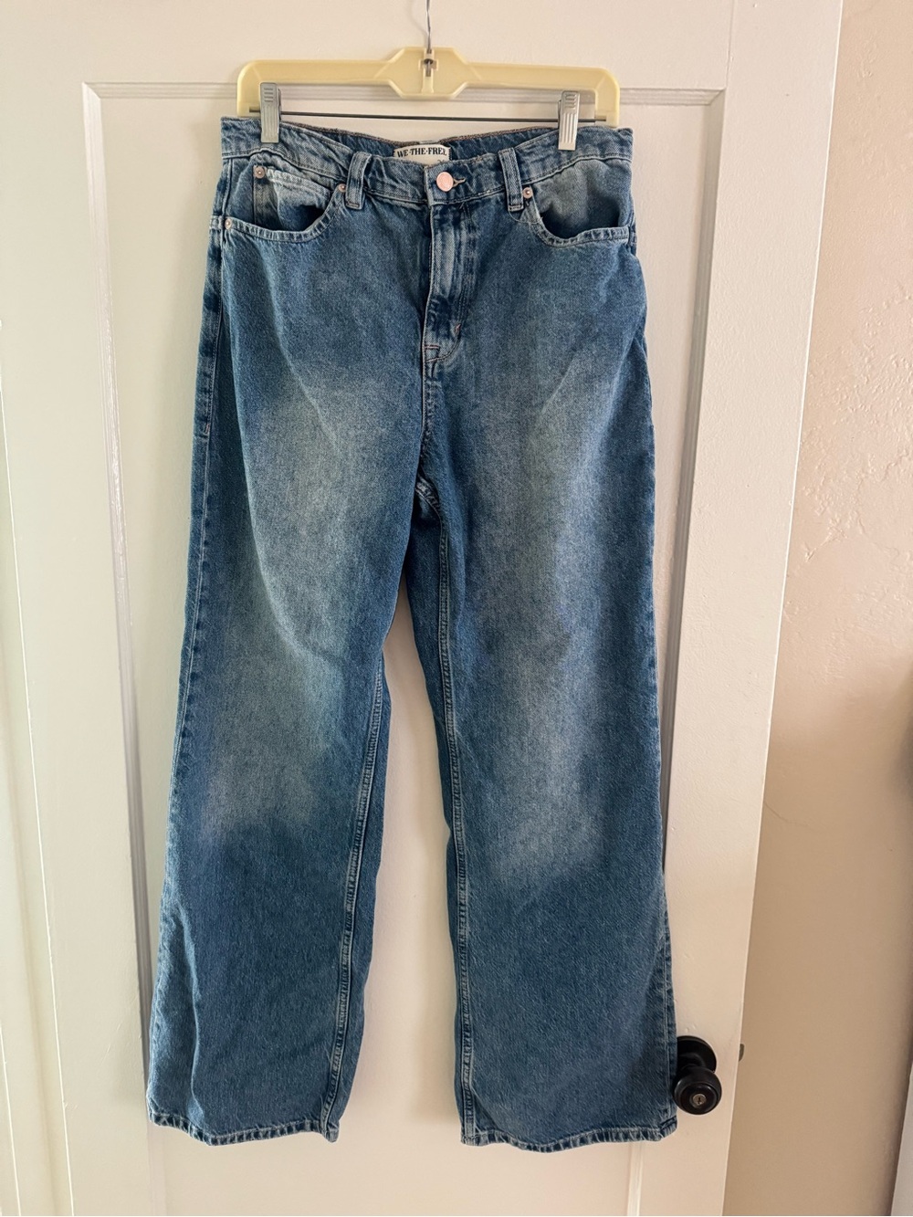 Free People Straight-Leg Jeans in Medium Blue Wash
